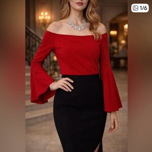 Fifteen Twenty Red Off-Shoulder Top